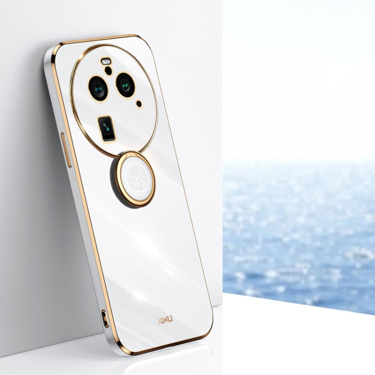 XINLI Straight Edge 6D Electroplate TPU Phone Case with Ring Holder, For OPPO A2 5G, For OPPO Find X6, For OPPO A2X, For OPPO Find X6 Pro, For OPPO Reno8 T 4G