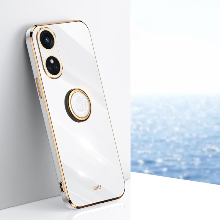 XINLI Straight Edge 6D Electroplate TPU Phone Case with Ring Holder, For OPPO A2 5G, For OPPO Find X6, For OPPO A2X, For OPPO Find X6 Pro, For OPPO Reno8 T 4G