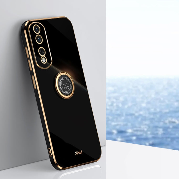 XINLI Straight Edge 6D Electroplate TPU Phone Case with Ring Holder, For Honor 300 Pro, For Honor 300, For Honor Magic7 Pro, For Honor X60 Pro, For Honor 100 Pro, For Honor 100, For Honor X50i+ 5G, For Honor Play 50 Plus 5G, For Honor 90 Pro, For Honor...