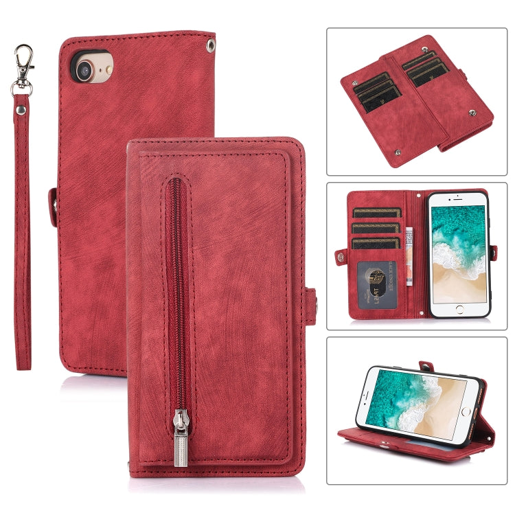 Zipper Card Slot Buckle Wallet Leather Phone Case, For iPhone 8 / 7 / SE 2020 2022, For iPhone XR, For iPhone 11, For iPhone 13 Pro, For iPhone 13 Pro Max