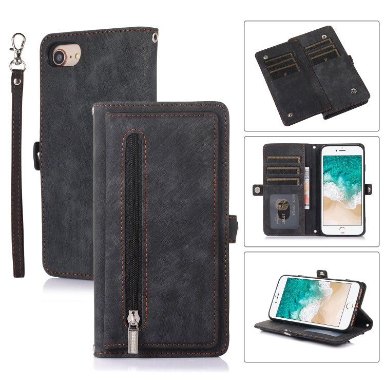 Zipper Card Slot Buckle Wallet Leather Phone Case, For iPhone 8 / 7 / SE 2020 2022, For iPhone XR, For iPhone 11, For iPhone 13 Pro, For iPhone 13 Pro Max