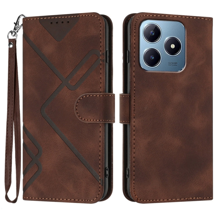 Line Pattern Skin Feel Leather Phone Case, For Realme C75 Global, For Realme GT7 Pro, For Realme 13 Pro / 13 Pro+ Global, For Realme GT 6 / GT 6T, For Realme C63 / C61 Global, For Realme  12 Lite / C67 4G Global, For Realme GT5 Pro, For Realme 10 Pro��...