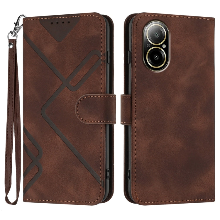Line Pattern Skin Feel Leather Phone Case, For Realme C75 Global, For Realme GT7 Pro, For Realme 13 Pro / 13 Pro+ Global, For Realme GT 6 / GT 6T, For Realme C63 / C61 Global, For Realme  12 Lite / C67 4G Global, For Realme GT5 Pro, For Realme 10 Pro��...