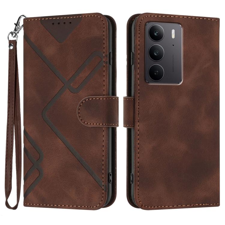 Line Pattern Skin Feel Leather Phone Case, For Realme C75 Global, For Realme GT7 Pro, For Realme 13 Pro / 13 Pro+ Global, For Realme GT 6 / GT 6T, For Realme C63 / C61 Global, For Realme  12 Lite / C67 4G Global, For Realme GT5 Pro, For Realme 10 Pro��...