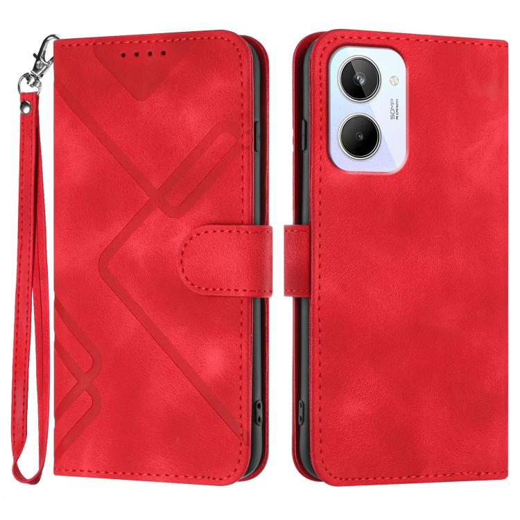 Line Pattern Skin Feel Leather Phone Case, For Realme C75 Global, For Realme GT7 Pro, For Realme 13 Pro / 13 Pro+ Global, For Realme GT 6 / GT 6T, For Realme C63 / C61 Global, For Realme  12 Lite / C67 4G Global, For Realme GT5 Pro, For Realme 10 Pro��...