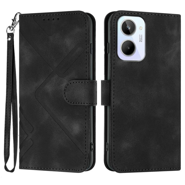 Line Pattern Skin Feel Leather Phone Case, For Realme C75 Global, For Realme GT7 Pro, For Realme 13 Pro / 13 Pro+ Global, For Realme GT 6 / GT 6T, For Realme C63 / C61 Global, For Realme  12 Lite / C67 4G Global, For Realme GT5 Pro, For Realme 10 Pro��...
