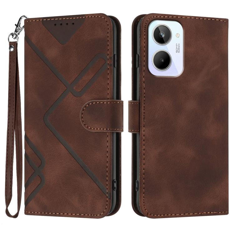 Line Pattern Skin Feel Leather Phone Case, For Realme C75 Global, For Realme GT7 Pro, For Realme 13 Pro / 13 Pro+ Global, For Realme GT 6 / GT 6T, For Realme C63 / C61 Global, For Realme  12 Lite / C67 4G Global, For Realme GT5 Pro, For Realme 10 Pro��...