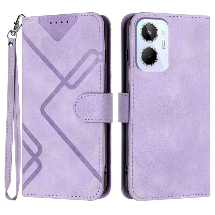Line Pattern Skin Feel Leather Phone Case, For Realme C75 Global, For Realme GT7 Pro, For Realme 13 Pro / 13 Pro+ Global, For Realme GT 6 / GT 6T, For Realme C63 / C61 Global, For Realme  12 Lite / C67 4G Global, For Realme GT5 Pro, For Realme 10 Pro��...