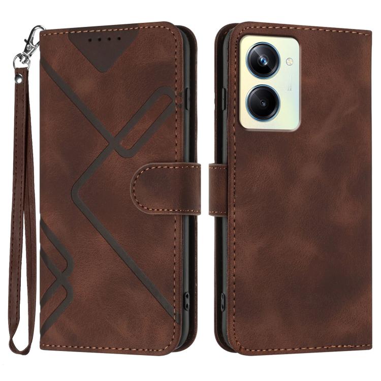Line Pattern Skin Feel Leather Phone Case, For Realme C75 Global, For Realme GT7 Pro, For Realme 13 Pro / 13 Pro+ Global, For Realme GT 6 / GT 6T, For Realme C63 / C61 Global, For Realme  12 Lite / C67 4G Global, For Realme GT5 Pro, For Realme 10 Pro��...