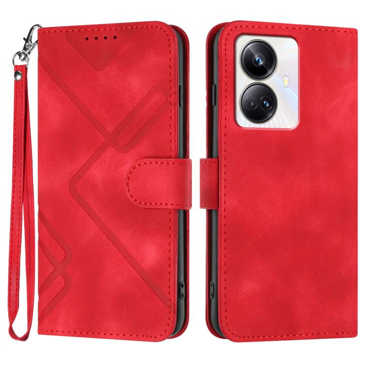 Line Pattern Skin Feel Leather Phone Case, For Realme C75 Global, For Realme GT7 Pro, For Realme 13 Pro / 13 Pro+ Global, For Realme GT 6 / GT 6T, For Realme C63 / C61 Global, For Realme  12 Lite / C67 4G Global, For Realme GT5 Pro, For Realme 10 Pro��...