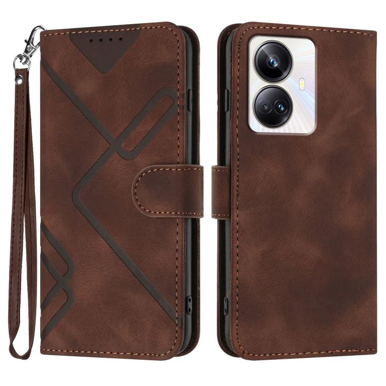 Line Pattern Skin Feel Leather Phone Case, For Realme C75 Global, For Realme GT7 Pro, For Realme 13 Pro / 13 Pro+ Global, For Realme GT 6 / GT 6T, For Realme C63 / C61 Global, For Realme  12 Lite / C67 4G Global, For Realme GT5 Pro, For Realme 10 Pro��...