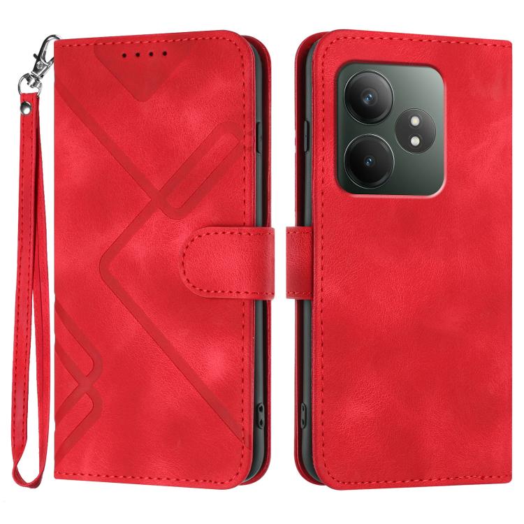 Line Pattern Skin Feel Leather Phone Case, For Realme C75 Global, For Realme GT7 Pro, For Realme 13 Pro / 13 Pro+ Global, For Realme GT 6 / GT 6T, For Realme C63 / C61 Global, For Realme  12 Lite / C67 4G Global, For Realme GT5 Pro, For Realme 10 Pro��...