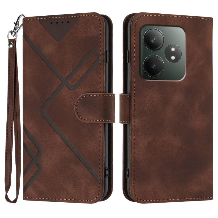 Line Pattern Skin Feel Leather Phone Case, For Realme C75 Global, For Realme GT7 Pro, For Realme 13 Pro / 13 Pro+ Global, For Realme GT 6 / GT 6T, For Realme C63 / C61 Global, For Realme  12 Lite / C67 4G Global, For Realme GT5 Pro, For Realme 10 Pro��...