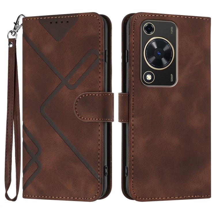 Line Pattern Skin Feel Leather Phone Case, For Huawei Mate 70 Pro / Mate 70 Pro+, For Huawei Mate 70, For Huawei nova Y72, For Huawei nova 12 Pro / nova 12 Ultra, For Huawei Enjoy 70, For Huawei P60 / P60 Pro, For Huawei Enjoy 50 Pro / nova Y90��������...