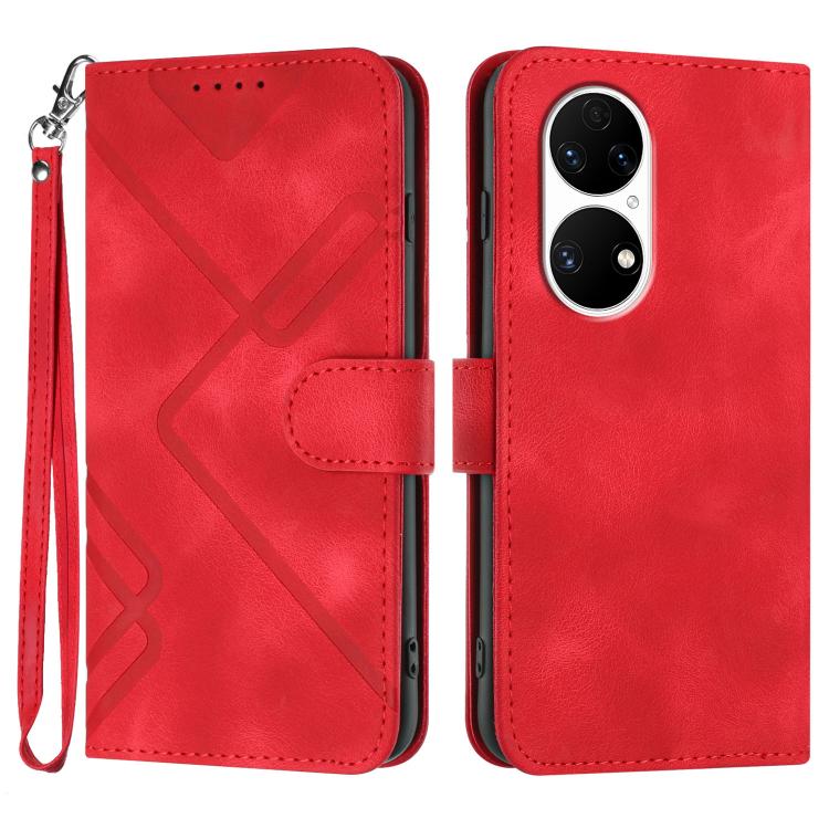 Line Pattern Skin Feel Leather Phone Case, For Huawei Mate 70 Pro / Mate 70 Pro+, For Huawei Mate 70, For Huawei nova Y72, For Huawei nova 12 Pro / nova 12 Ultra, For Huawei Enjoy 70, For Huawei P60 / P60 Pro, For Huawei Enjoy 50 Pro / nova Y90��������...