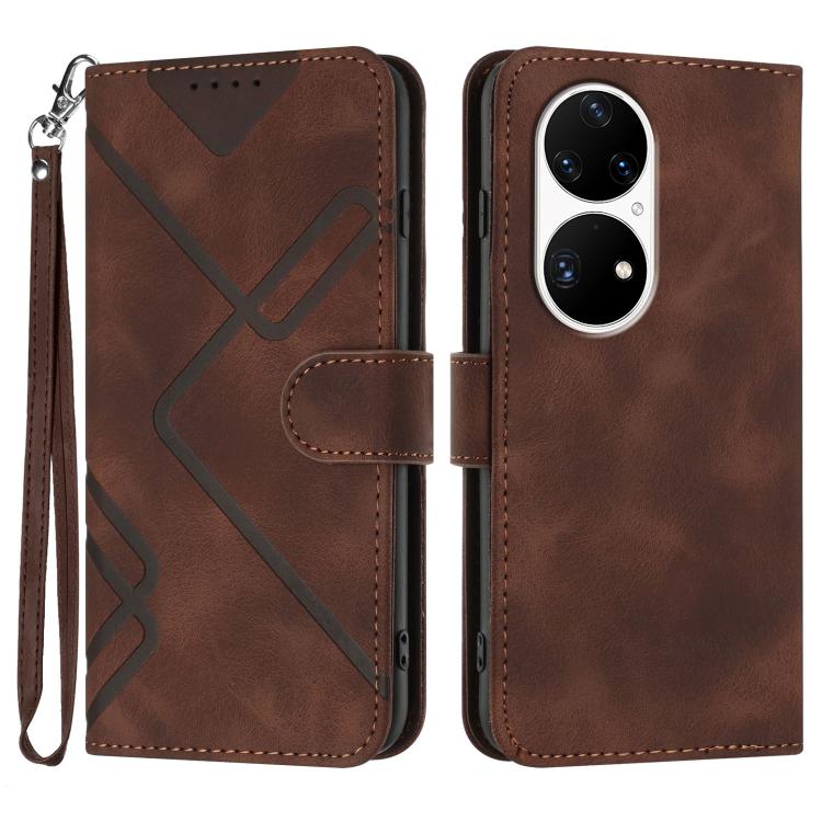 Line Pattern Skin Feel Leather Phone Case, For Huawei Mate 70 Pro / Mate 70 Pro+, For Huawei Mate 70, For Huawei nova Y72, For Huawei nova 12 Pro / nova 12 Ultra, For Huawei Enjoy 70, For Huawei P60 / P60 Pro, For Huawei Enjoy 50 Pro / nova Y90��������...