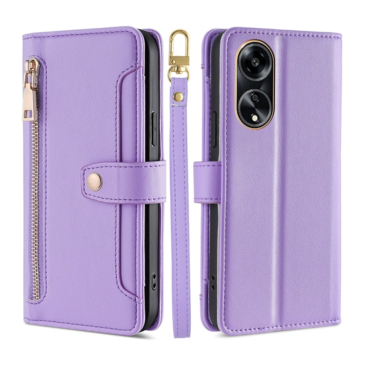Sheep Texture Cross-body Zipper Wallet Leather Phone Case, For OPPO A1 5G, For OPPO Reno8 T 4G, For OPPO Reno8 T 5G / A1 Pro 5G, For OPPO Reno7 4G / F21 Pro 4G, For OPPO Find X5 Pro