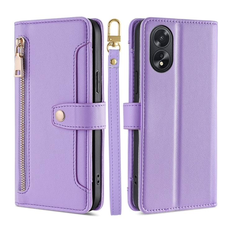 Sheep Texture Cross-body Zipper Wallet Leather Phone Case, For OPPO Reno13 F 5G / 4G, For OPPO A3 5G India, For OPPO Reno12 F 5G, For OPPO A3 Pro 5G India, For OPPO Reno12 5G Global, For OPPO A60 4G Global, For OPPO Reno11 F 5G, For OPPO Find X7 5G����...