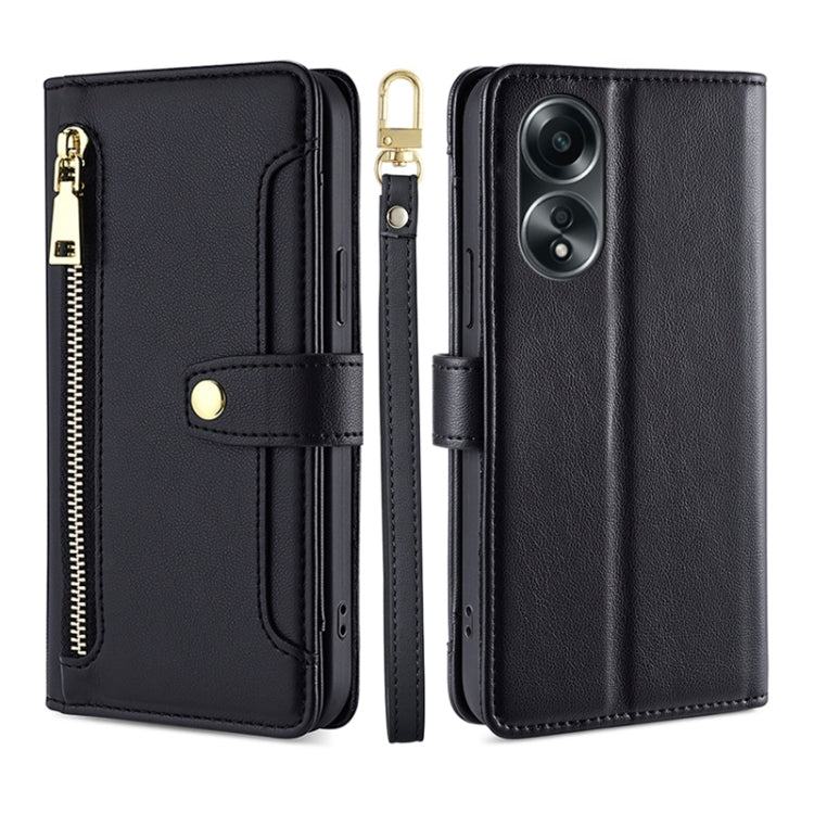 Sheep Texture Cross-body Zipper Wallet Leather Phone Case, For OPPO Reno13 F 5G / 4G, For OPPO A3 5G India, For OPPO Reno12 F 5G, For OPPO A3 Pro 5G India, For OPPO Reno12 5G Global, For OPPO A60 4G Global, For OPPO Reno11 F 5G, For OPPO Find X7 5G����...