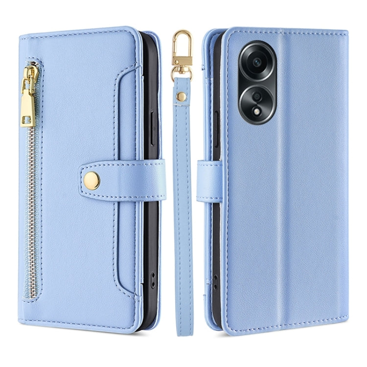 Sheep Texture Cross-body Zipper Wallet Leather Phone Case, For OPPO Reno13 F 5G / 4G, For OPPO A3 5G India, For OPPO Reno12 F 5G, For OPPO A3 Pro 5G India, For OPPO Reno12 5G Global, For OPPO A60 4G Global, For OPPO Reno11 F 5G, For OPPO Find X7 5G����...