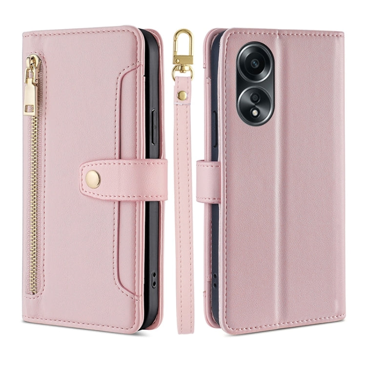 Sheep Texture Cross-body Zipper Wallet Leather Phone Case, For OPPO Reno13 F 5G / 4G, For OPPO A3 5G India, For OPPO Reno12 F 5G, For OPPO A3 Pro 5G India, For OPPO Reno12 5G Global, For OPPO A60 4G Global, For OPPO Reno11 F 5G, For OPPO Find X7 5G����...
