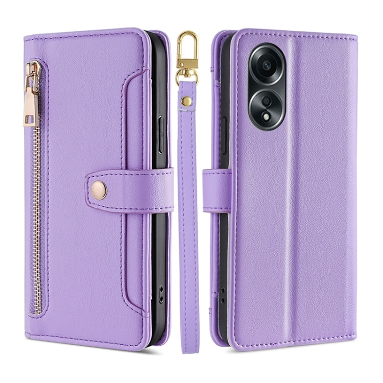 Sheep Texture Cross-body Zipper Wallet Leather Phone Case, For OPPO Reno13 F 5G / 4G, For OPPO A3 5G India, For OPPO Reno12 F 5G, For OPPO A3 Pro 5G India, For OPPO Reno12 5G Global, For OPPO A60 4G Global, For OPPO Reno11 F 5G, For OPPO Find X7 5G����...
