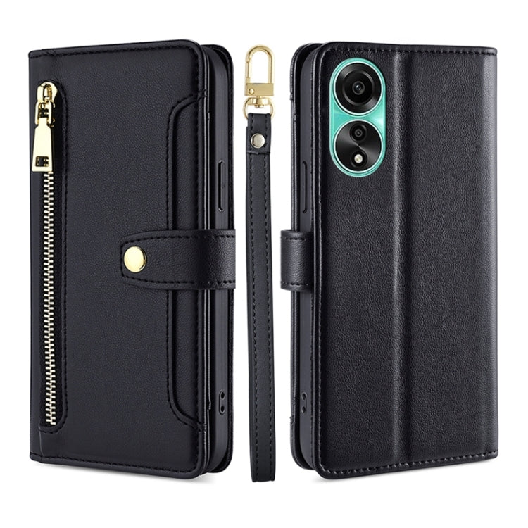 Sheep Texture Cross-body Zipper Wallet Leather Phone Case, For OPPO Reno13 F 5G / 4G, For OPPO A3 5G India, For OPPO Reno12 F 5G, For OPPO A3 Pro 5G India, For OPPO Reno12 5G Global, For OPPO A60 4G Global, For OPPO Reno11 F 5G, For OPPO Find X7 5G����...