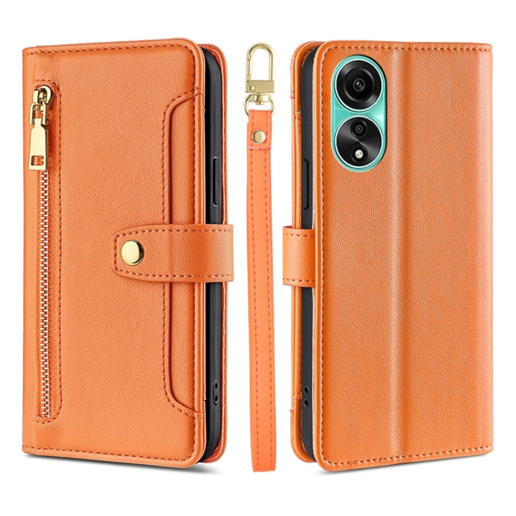 Sheep Texture Cross-body Zipper Wallet Leather Phone Case, For OPPO Reno13 F 5G / 4G, For OPPO A3 5G India, For OPPO Reno12 F 5G, For OPPO A3 Pro 5G India, For OPPO Reno12 5G Global, For OPPO A60 4G Global, For OPPO Reno11 F 5G, For OPPO Find X7 5G����...
