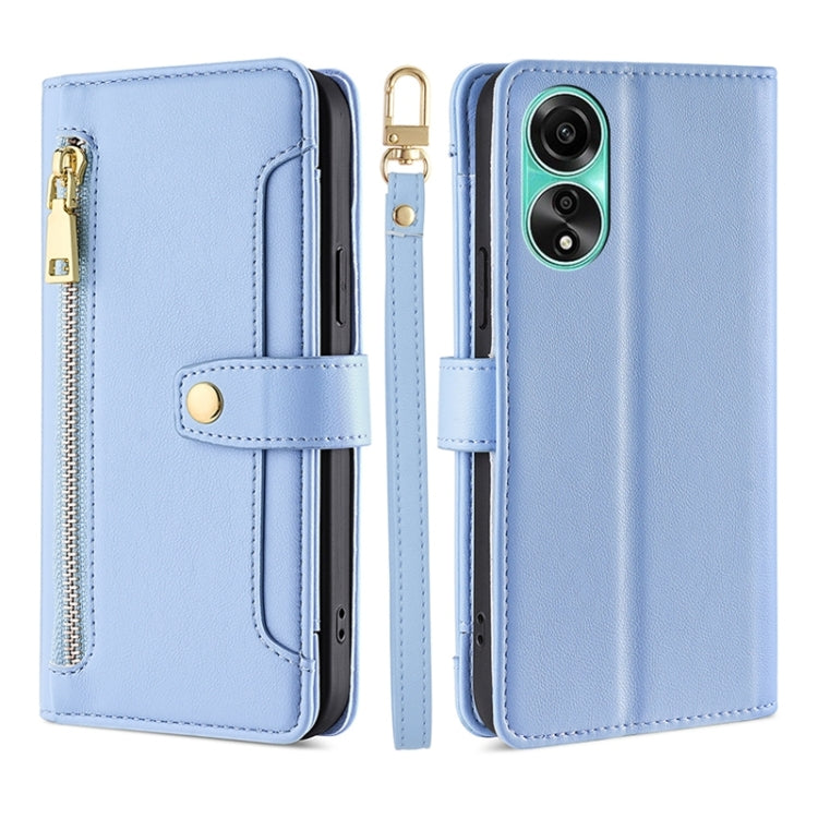 Sheep Texture Cross-body Zipper Wallet Leather Phone Case, For OPPO Reno13 F 5G / 4G, For OPPO A3 5G India, For OPPO Reno12 F 5G, For OPPO A3 Pro 5G India, For OPPO Reno12 5G Global, For OPPO A60 4G Global, For OPPO Reno11 F 5G, For OPPO Find X7 5G����...