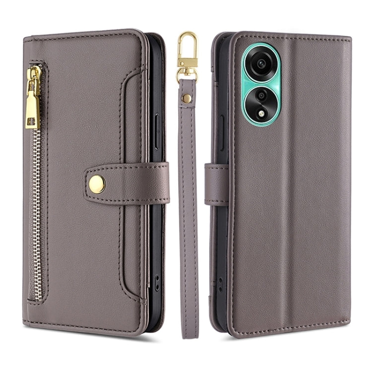Sheep Texture Cross-body Zipper Wallet Leather Phone Case, For OPPO Reno13 F 5G / 4G, For OPPO A3 5G India, For OPPO Reno12 F 5G, For OPPO A3 Pro 5G India, For OPPO Reno12 5G Global, For OPPO A60 4G Global, For OPPO Reno11 F 5G, For OPPO Find X7 5G����...