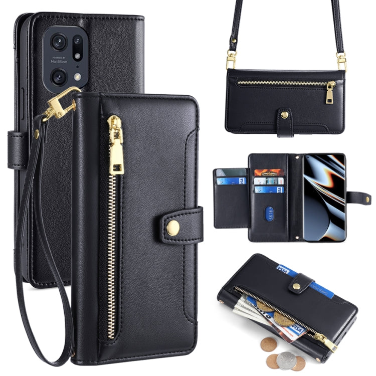 Sheep Texture Cross-body Zipper Wallet Leather Phone Case, For OPPO A1 5G, For OPPO Reno8 T 4G, For OPPO Reno8 T 5G / A1 Pro 5G, For OPPO Reno7 4G / F21 Pro 4G, For OPPO Find X5 Pro