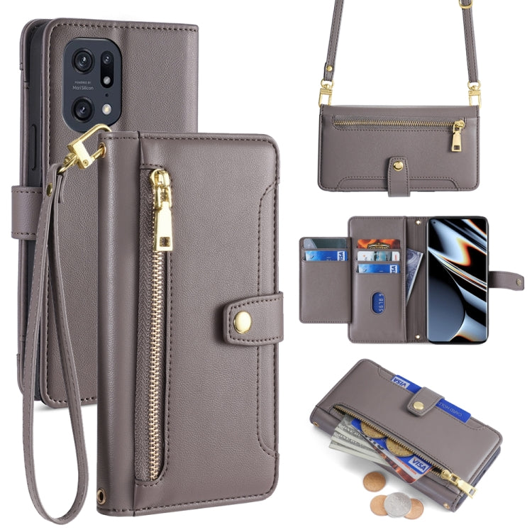 Sheep Texture Cross-body Zipper Wallet Leather Phone Case, For OPPO A1 5G, For OPPO Reno8 T 4G, For OPPO Reno8 T 5G / A1 Pro 5G, For OPPO Reno7 4G / F21 Pro 4G, For OPPO Find X5 Pro