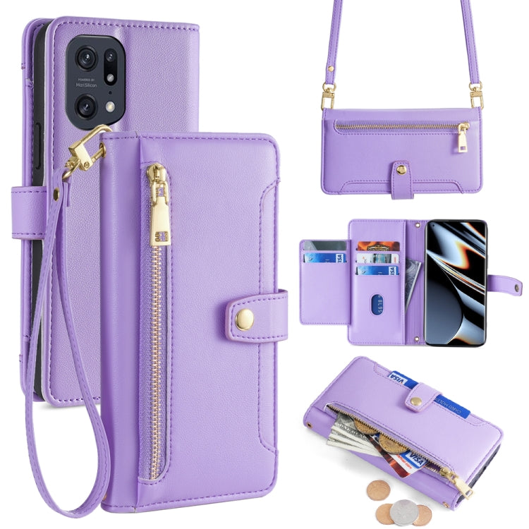 Sheep Texture Cross-body Zipper Wallet Leather Phone Case, For OPPO A1 5G, For OPPO Reno8 T 4G, For OPPO Reno8 T 5G / A1 Pro 5G, For OPPO Reno7 4G / F21 Pro 4G, For OPPO Find X5 Pro