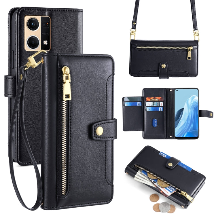 Sheep Texture Cross-body Zipper Wallet Leather Phone Case, For OPPO A1 5G, For OPPO Reno8 T 4G, For OPPO Reno8 T 5G / A1 Pro 5G, For OPPO Reno7 4G / F21 Pro 4G, For OPPO Find X5 Pro