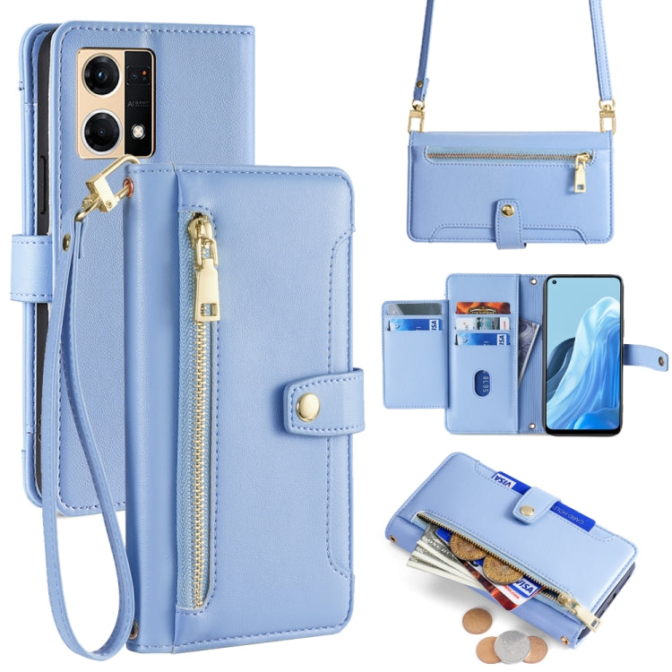 Sheep Texture Cross-body Zipper Wallet Leather Phone Case, For OPPO A1 5G, For OPPO Reno8 T 4G, For OPPO Reno8 T 5G / A1 Pro 5G, For OPPO Reno7 4G / F21 Pro 4G, For OPPO Find X5 Pro