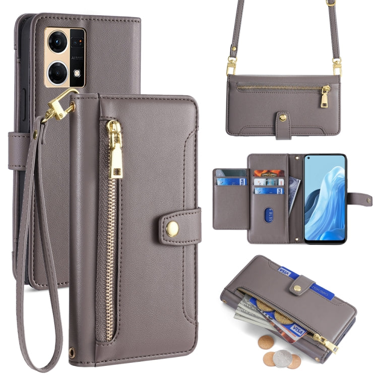Sheep Texture Cross-body Zipper Wallet Leather Phone Case, For OPPO A1 5G, For OPPO Reno8 T 4G, For OPPO Reno8 T 5G / A1 Pro 5G, For OPPO Reno7 4G / F21 Pro 4G, For OPPO Find X5 Pro