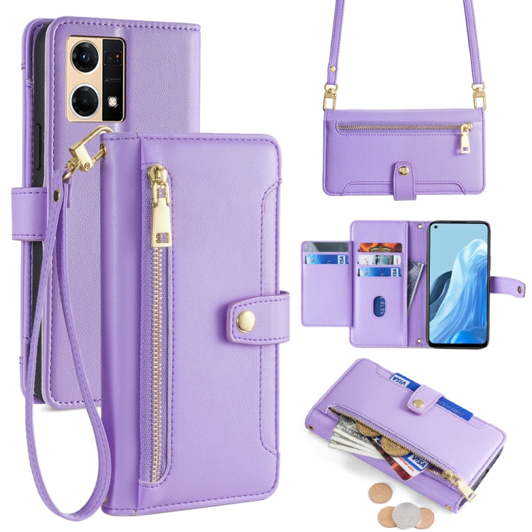 Sheep Texture Cross-body Zipper Wallet Leather Phone Case, For OPPO A1 5G, For OPPO Reno8 T 4G, For OPPO Reno8 T 5G / A1 Pro 5G, For OPPO Reno7 4G / F21 Pro 4G, For OPPO Find X5 Pro