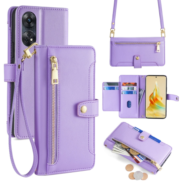 Sheep Texture Cross-body Zipper Wallet Leather Phone Case, For OPPO A1 5G, For OPPO Reno8 T 4G, For OPPO Reno8 T 5G / A1 Pro 5G, For OPPO Reno7 4G / F21 Pro 4G, For OPPO Find X5 Pro