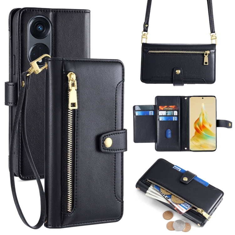 Sheep Texture Cross-body Zipper Wallet Leather Phone Case, For OPPO A1 5G, For OPPO Reno8 T 4G, For OPPO Reno8 T 5G / A1 Pro 5G, For OPPO Reno7 4G / F21 Pro 4G, For OPPO Find X5 Pro