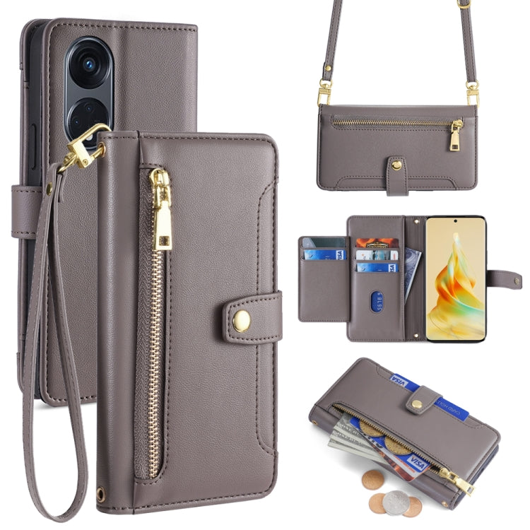 Sheep Texture Cross-body Zipper Wallet Leather Phone Case, For OPPO A1 5G, For OPPO Reno8 T 4G, For OPPO Reno8 T 5G / A1 Pro 5G, For OPPO Reno7 4G / F21 Pro 4G, For OPPO Find X5 Pro