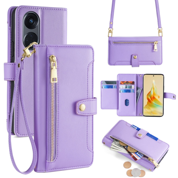 Sheep Texture Cross-body Zipper Wallet Leather Phone Case, For OPPO A1 5G, For OPPO Reno8 T 4G, For OPPO Reno8 T 5G / A1 Pro 5G, For OPPO Reno7 4G / F21 Pro 4G, For OPPO Find X5 Pro