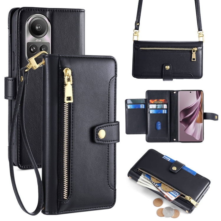 Sheep Texture Cross-body Zipper Wallet Leather Phone Case, For OPPO Reno13 F 5G / 4G, For OPPO A3 5G India, For OPPO Reno12 F 5G, For OPPO A3 Pro 5G India, For OPPO Reno12 5G Global, For OPPO A60 4G Global, For OPPO Reno11 F 5G, For OPPO Find X7 5G����...
