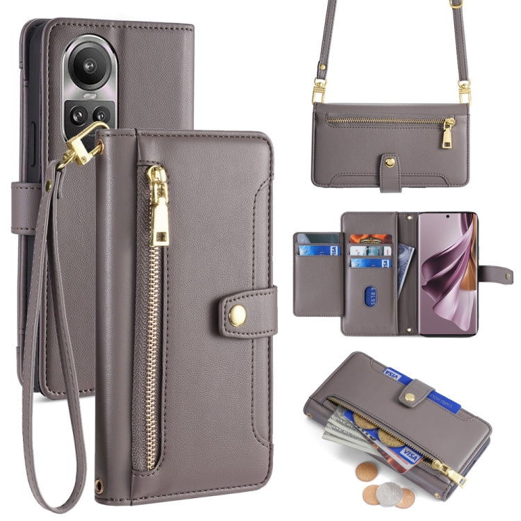 Sheep Texture Cross-body Zipper Wallet Leather Phone Case, For OPPO Reno13 F 5G / 4G, For OPPO A3 5G India, For OPPO Reno12 F 5G, For OPPO A3 Pro 5G India, For OPPO Reno12 5G Global, For OPPO A60 4G Global, For OPPO Reno11 F 5G, For OPPO Find X7 5G����...