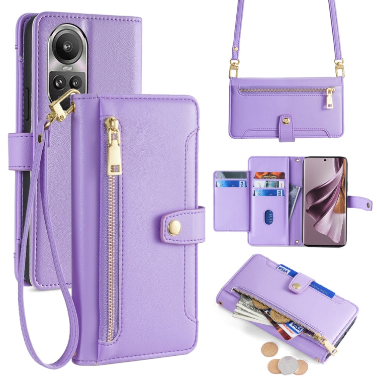 Sheep Texture Cross-body Zipper Wallet Leather Phone Case, For OPPO Reno13 F 5G / 4G, For OPPO A3 5G India, For OPPO Reno12 F 5G, For OPPO A3 Pro 5G India, For OPPO Reno12 5G Global, For OPPO A60 4G Global, For OPPO Reno11 F 5G, For OPPO Find X7 5G����...