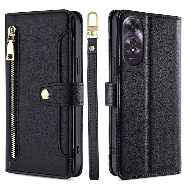 Sheep Texture Cross-body Zipper Wallet Leather Phone Case, For OPPO Reno13 F 5G / 4G, For OPPO A3 5G India, For OPPO Reno12 F 5G, For OPPO A3 Pro 5G India, For OPPO Reno12 5G Global, For OPPO A60 4G Global, For OPPO Reno11 F 5G, For OPPO Find X7 5G����...