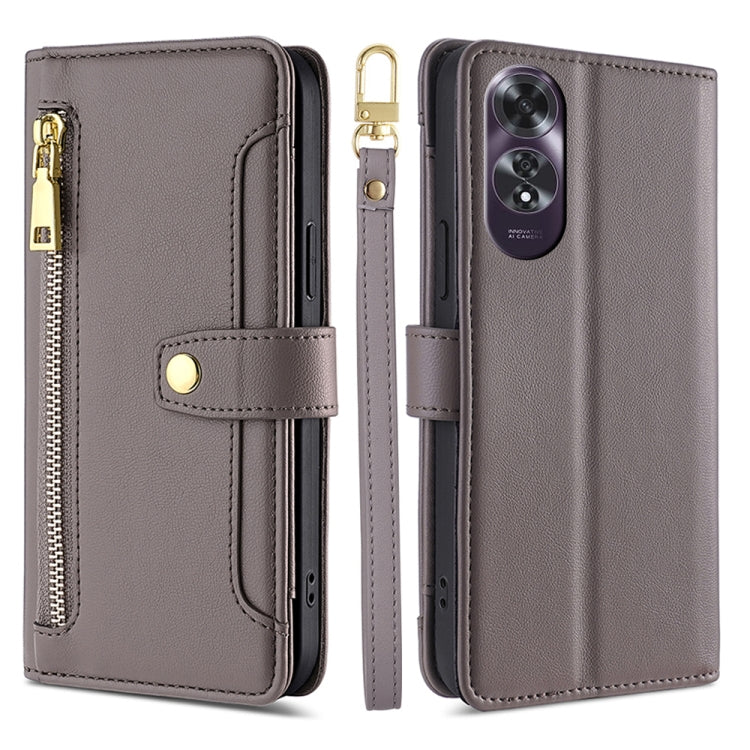 Sheep Texture Cross-body Zipper Wallet Leather Phone Case, For OPPO Reno13 F 5G / 4G, For OPPO A3 5G India, For OPPO Reno12 F 5G, For OPPO A3 Pro 5G India, For OPPO Reno12 5G Global, For OPPO A60 4G Global, For OPPO Reno11 F 5G, For OPPO Find X7 5G����...