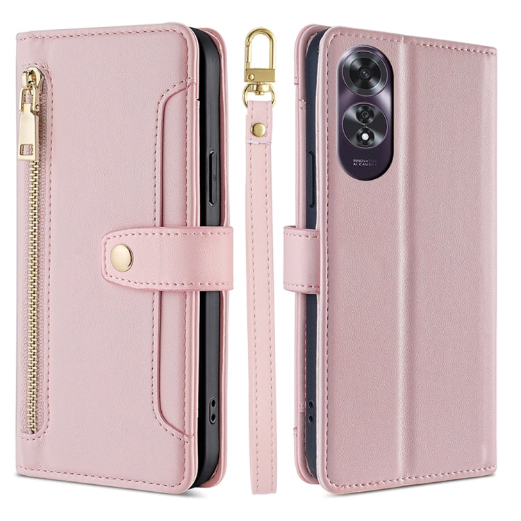 Sheep Texture Cross-body Zipper Wallet Leather Phone Case, For OPPO Reno13 F 5G / 4G, For OPPO A3 5G India, For OPPO Reno12 F 5G, For OPPO A3 Pro 5G India, For OPPO Reno12 5G Global, For OPPO A60 4G Global, For OPPO Reno11 F 5G, For OPPO Find X7 5G����...