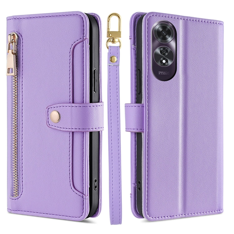 Sheep Texture Cross-body Zipper Wallet Leather Phone Case, For OPPO Reno13 F 5G / 4G, For OPPO A3 5G India, For OPPO Reno12 F 5G, For OPPO A3 Pro 5G India, For OPPO Reno12 5G Global, For OPPO A60 4G Global, For OPPO Reno11 F 5G, For OPPO Find X7 5G����...
