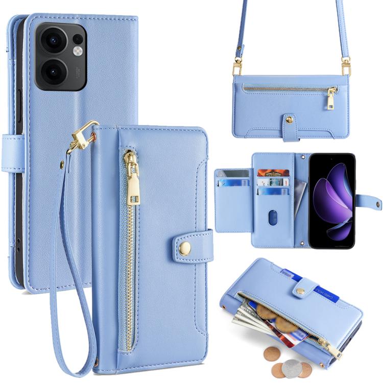 Sheep Texture Cross-body Zipper Wallet Leather Phone Case, For OPPO Reno13 F 5G / 4G, For OPPO A3 5G India, For OPPO Reno12 F 5G, For OPPO A3 Pro 5G India, For OPPO Reno12 5G Global, For OPPO A60 4G Global, For OPPO Reno11 F 5G, For OPPO Find X7 5G����...