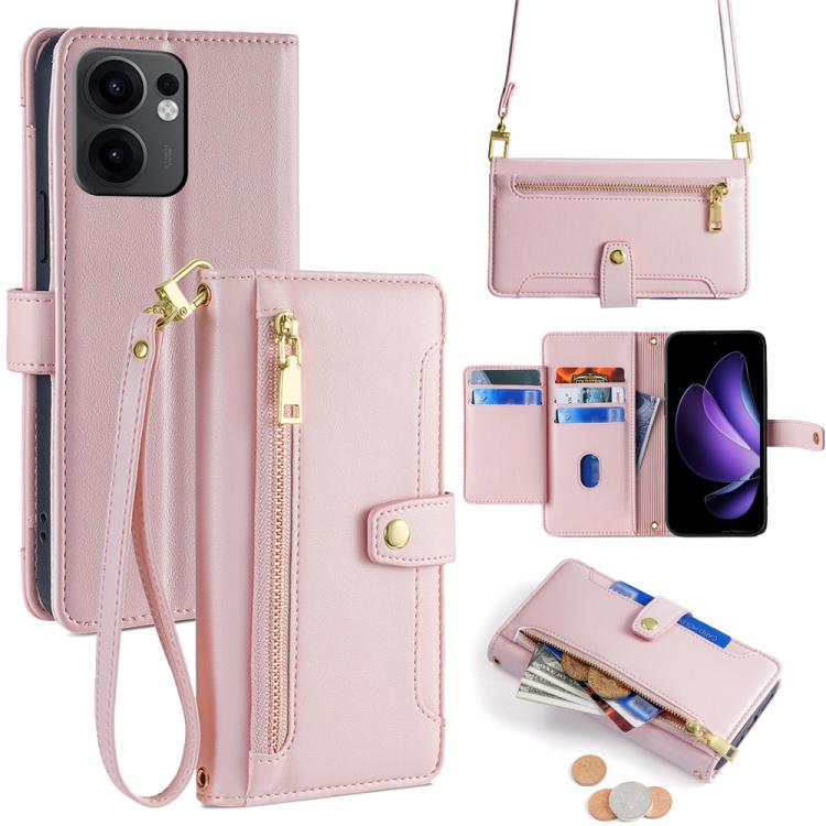 Sheep Texture Cross-body Zipper Wallet Leather Phone Case, For OPPO Reno13 F 5G / 4G, For OPPO A3 5G India, For OPPO Reno12 F 5G, For OPPO A3 Pro 5G India, For OPPO Reno12 5G Global, For OPPO A60 4G Global, For OPPO Reno11 F 5G, For OPPO Find X7 5G����...
